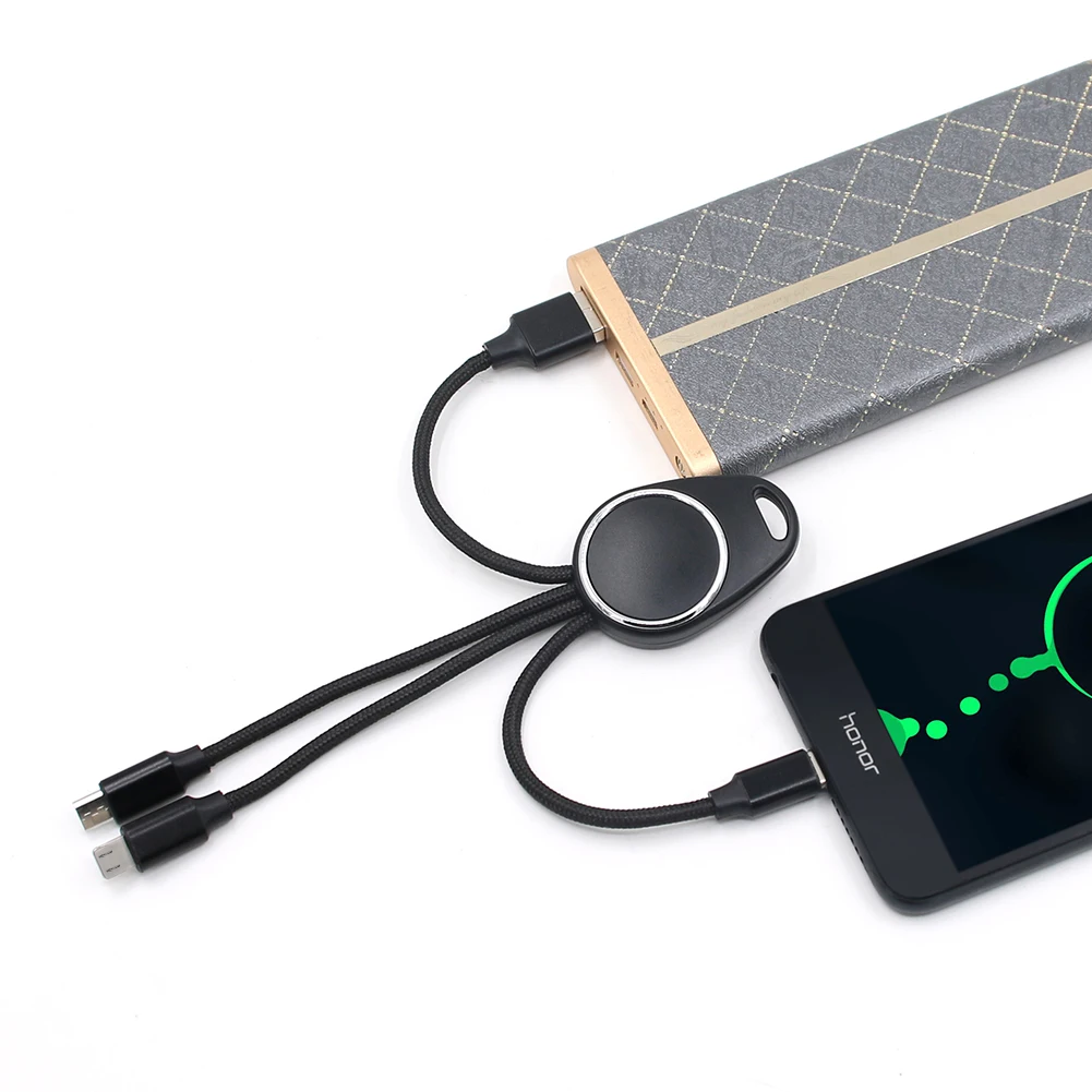 Брелок светодиодный свет логотип быстрый USB несколько зарядный кабель 3 в 1 зарядное устройство для