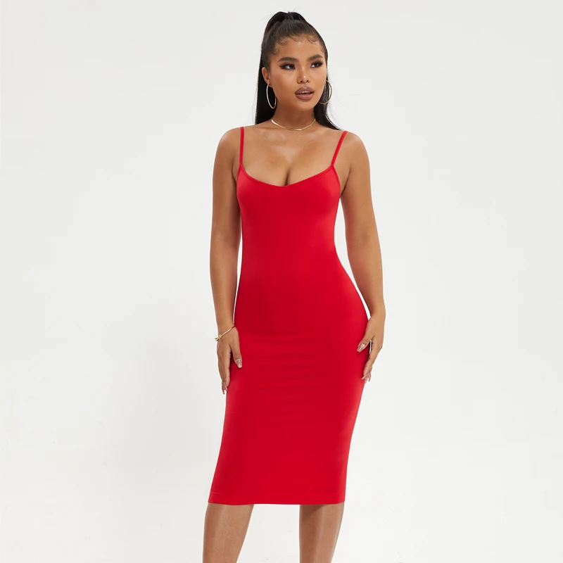 2022 OEM Low Moq Full Slip Spaghetti Strap Women Sexy Soft Basic Stretchy Slips Undergarment Nightwear Camisole Chemise Dress