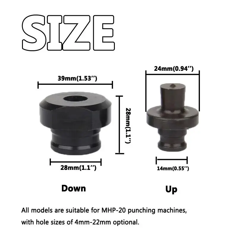customized electric hole puncher dies for Portable Hydraulic tool kit MHP-20 use word long round slotted punching range 4-25mm