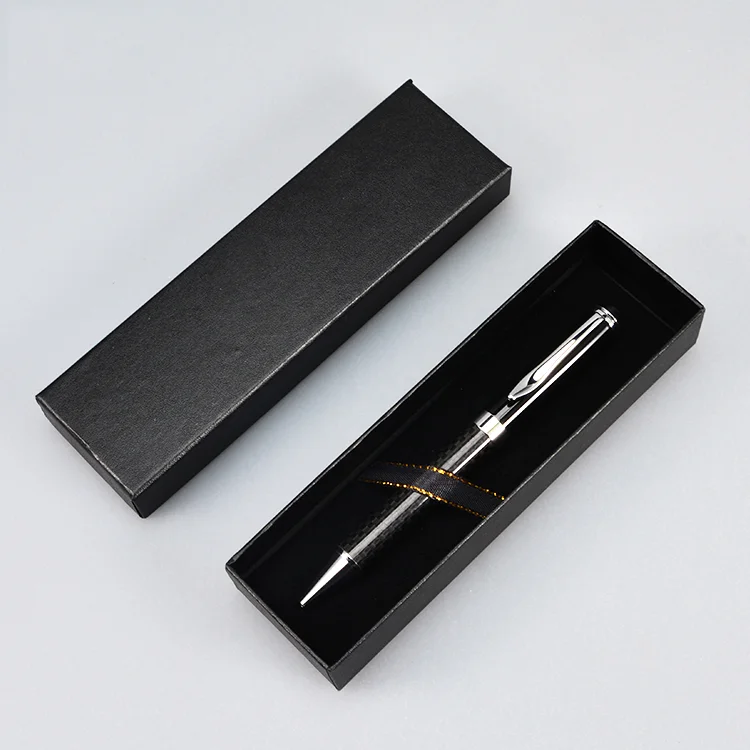 Business Gift Pens Set Customized Logo Accepted Ballpen Wholesale Real Luxury Carbon Fiber Metal Ballpoint Pen With Paper Box
