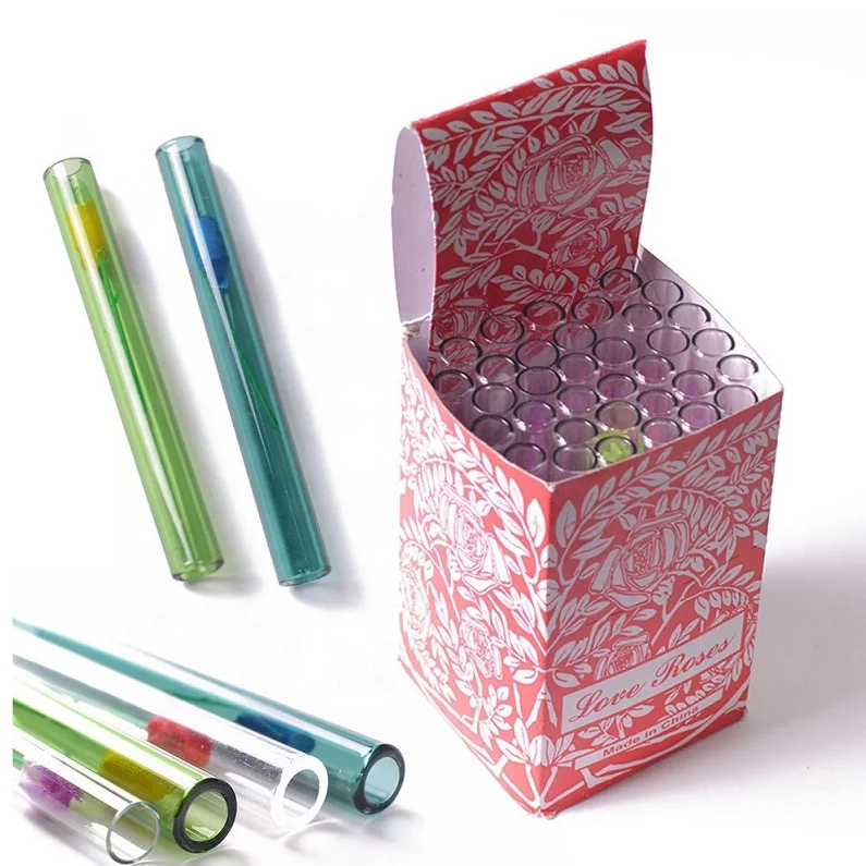 2021 100 мм Стеклянная трубка LOVE ROSE стеклянный держатель для сигарет прямые трубочки для сока стеклянный держатель для сигарет оптовая продажа