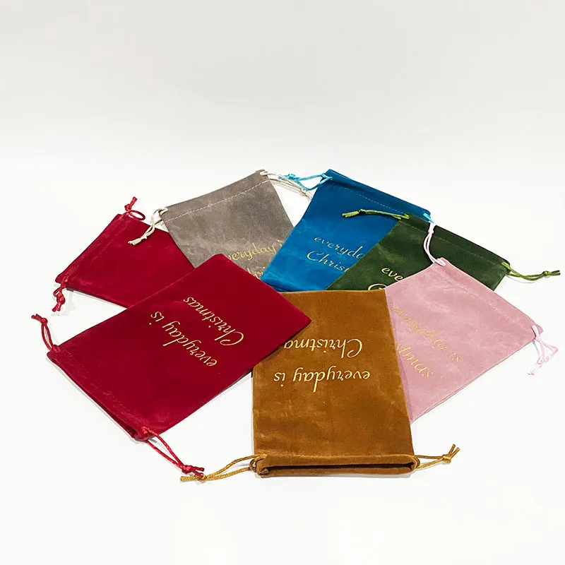 Wholesale Luxury custom logo jewelry gift bag velvet black pouch bag  for packaging