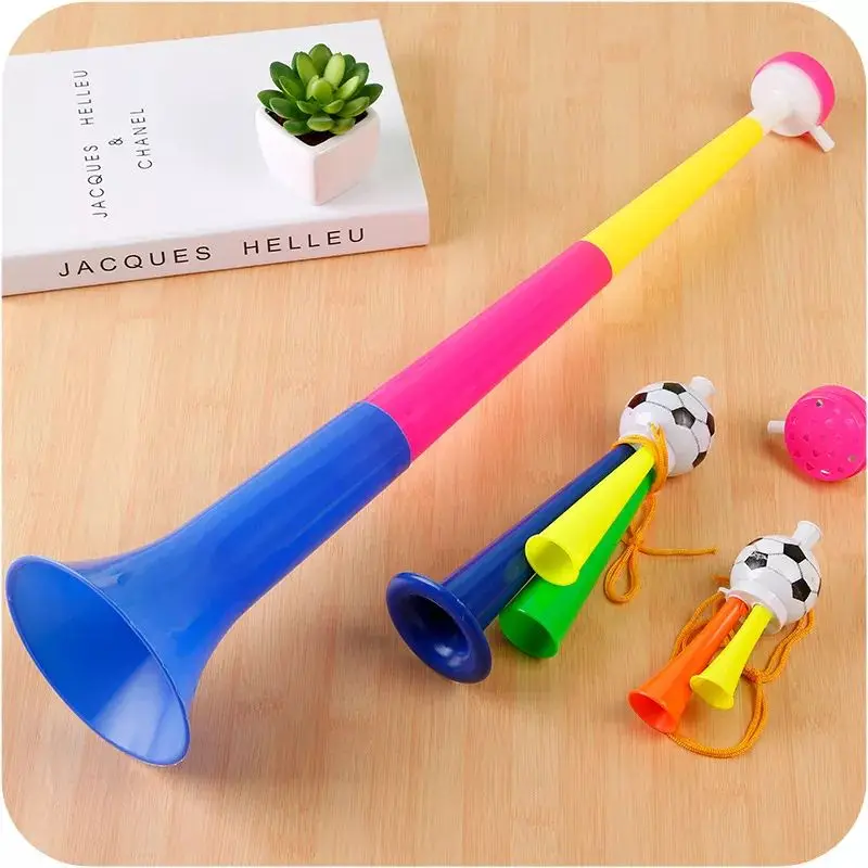 2022  Cheap plastic cheering horn toy plastic football fans cheer trumpet can be customized logo loud blow horn