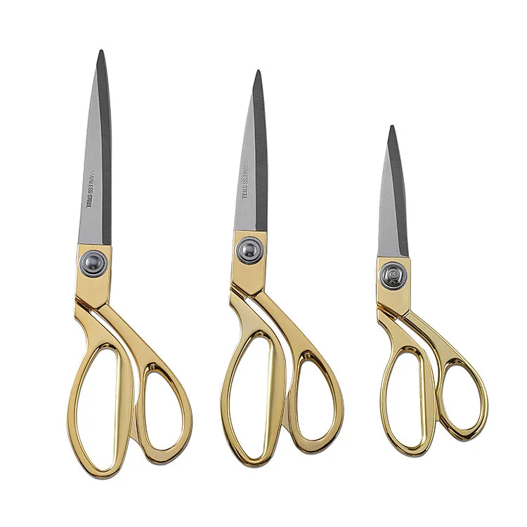 Stainless Steel Tailor Scissors Golden Coating Blade Plating Ciseaux Tijera Garment Shears for Embroidery Sewing Fabric Shears