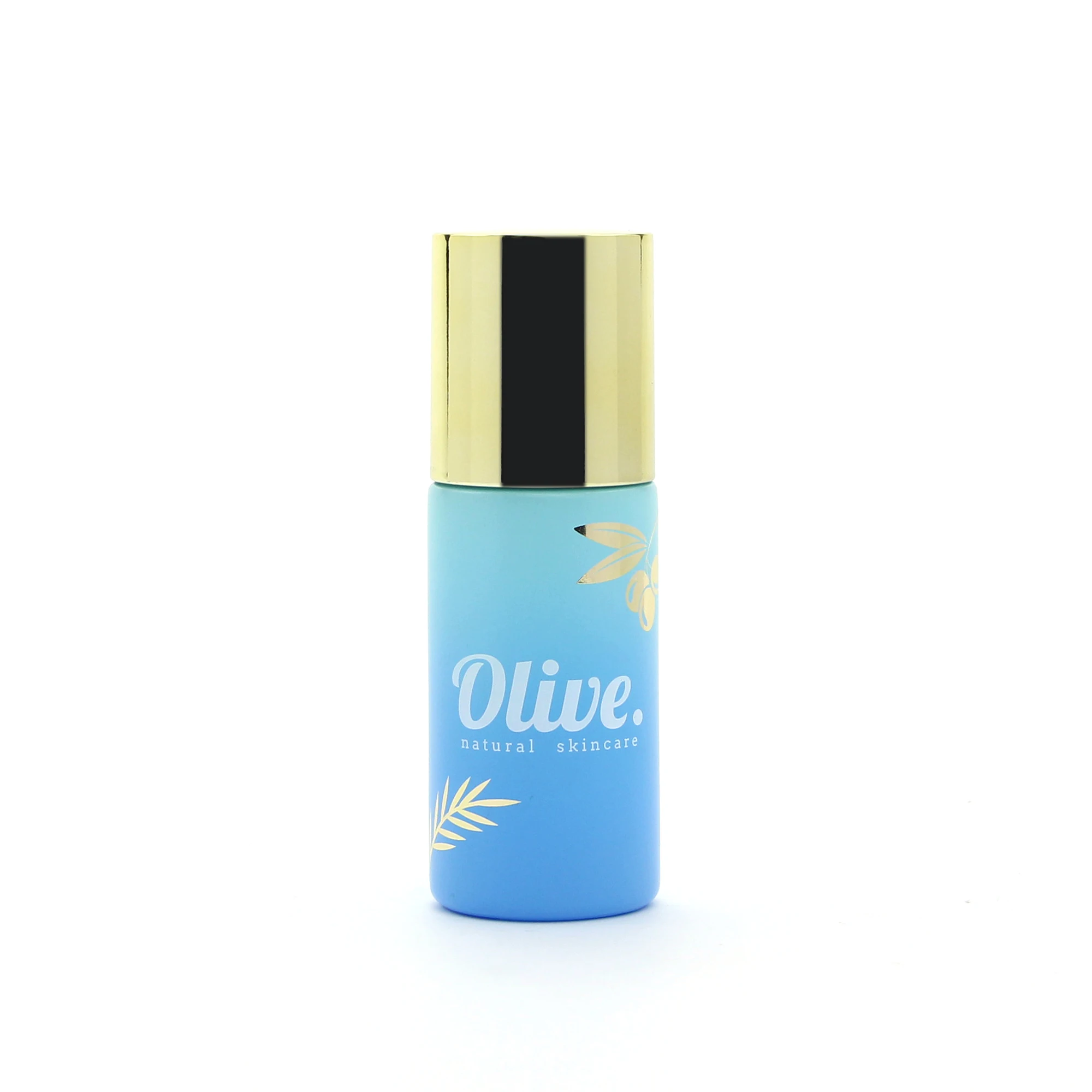 Luxury cylinder shaped recycled cosmetic serum and lotion pump glass bottle with printing logo