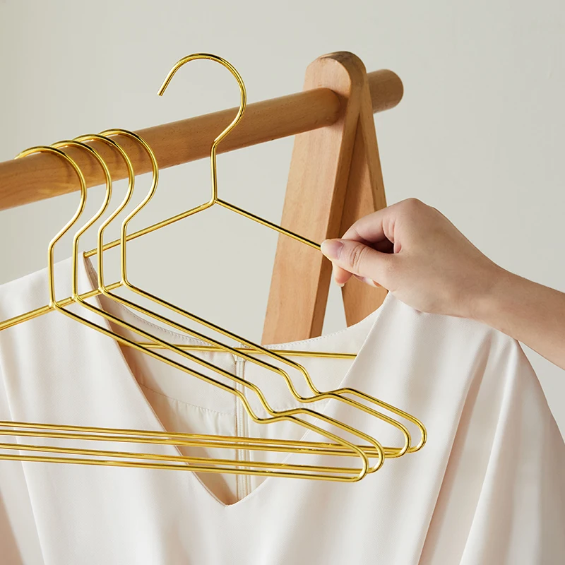 Luxury Durable Heavy Duty Gold Clothing Hangers Set Golden Metal Hanger with Clip