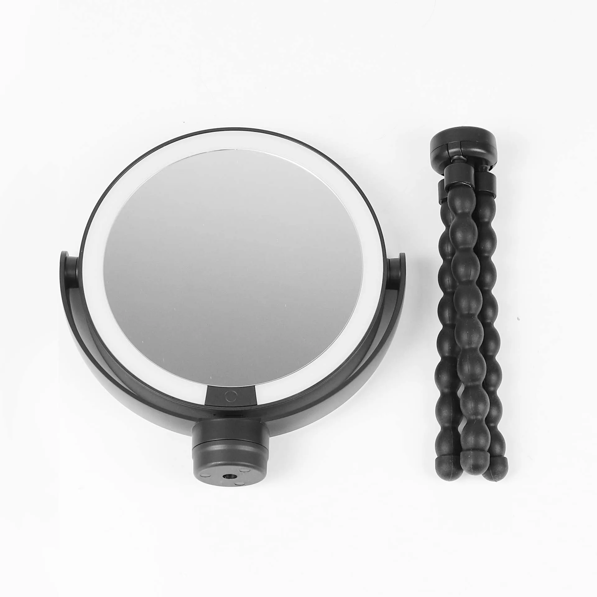 New LED Makeup Round Table Top Mirror with Octopus Portable Flexible Tripod Stand for Travel Illuminate Cosmetic
