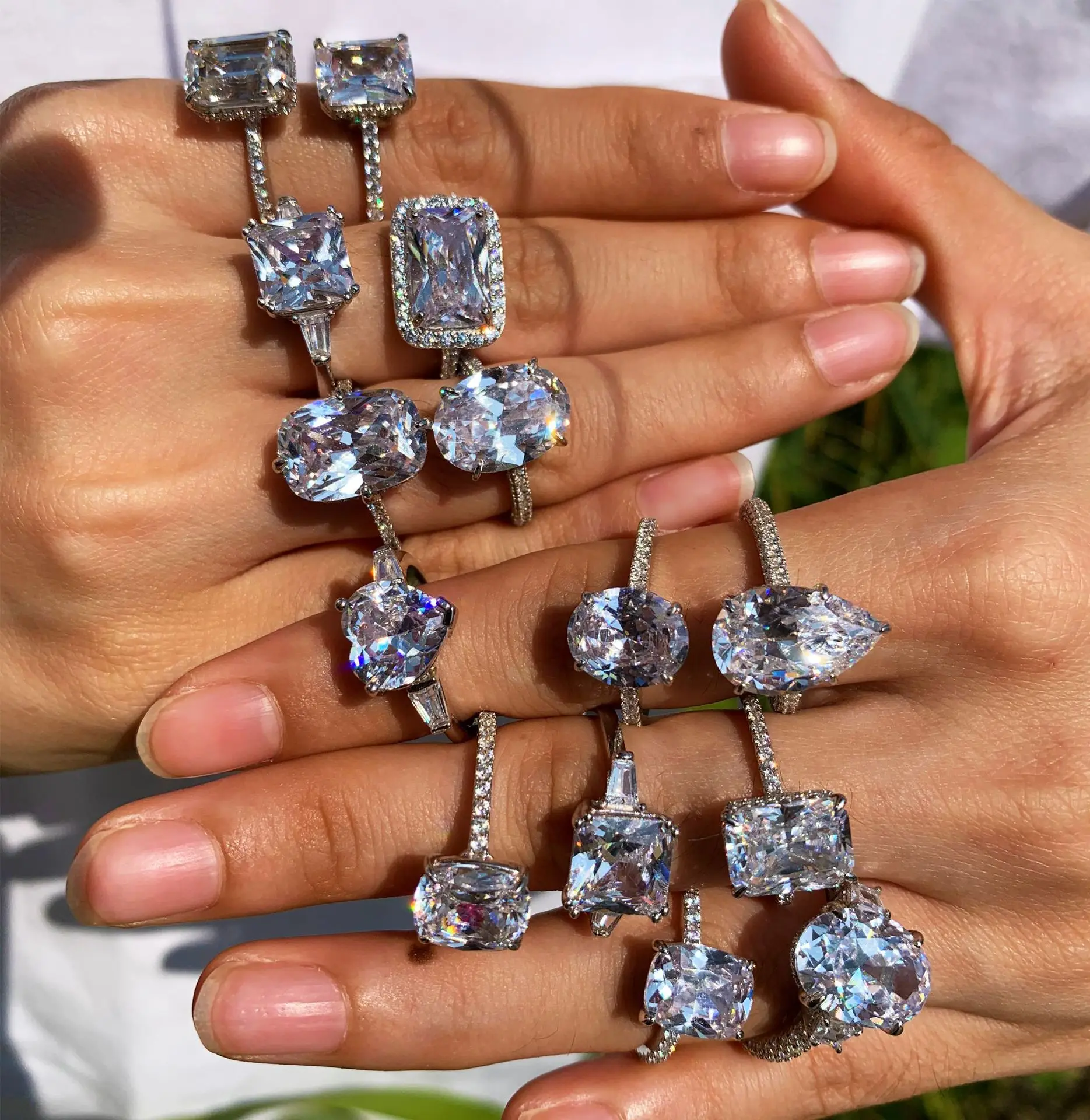 
Top Full Diamond Wedding Design Ring 925S Plated Jewelry Women Fashion 14K Plated Crystal Romantic Ring 