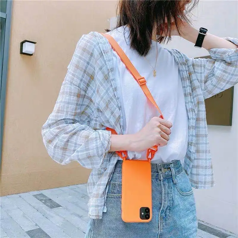 Soft Silicone Crossbody Necklace Lanyard Phone Case For Samsung Galaxy S10 S20 Plus Ultra Neck Strap Rope Back Cover Case