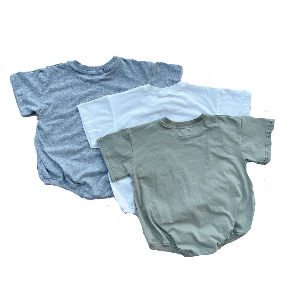 Высокое качество Han er трикотаж бамбуковая Детский комбинезон с короткими рукавами и карманами для новорожденных, Детский комбинезон для маленьких мальчиков комбинезон одежда