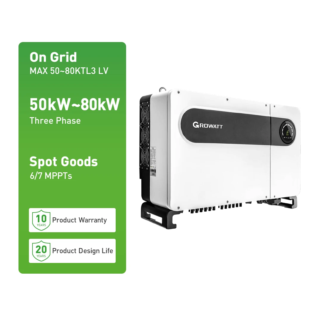 Growatt MPPT Controller Three Phase Max 50~80ktl3 LV 50kw 60kw 70kw 80kw on Grid Solar Inverter