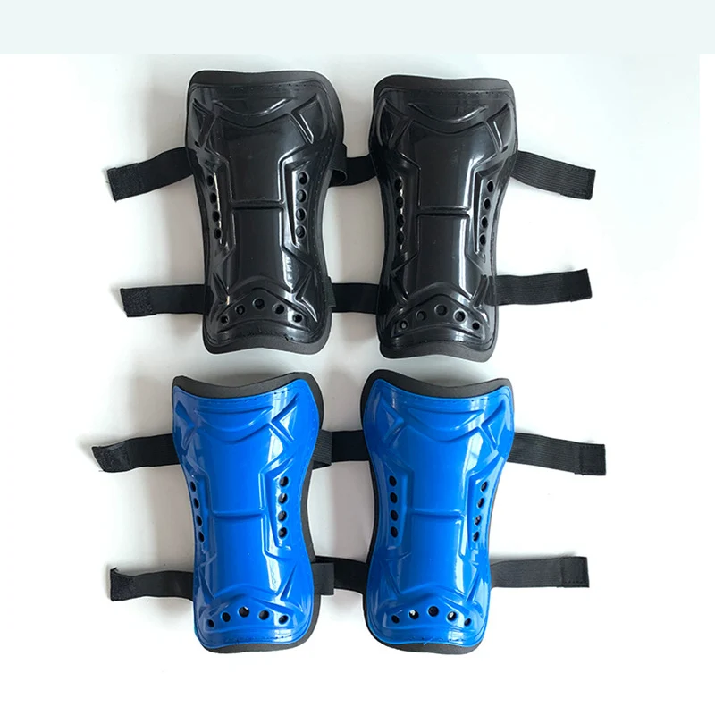 22 cm plus size black blue breathable thickened plastic adult double straps soccer shin guard football leg calf protector pad