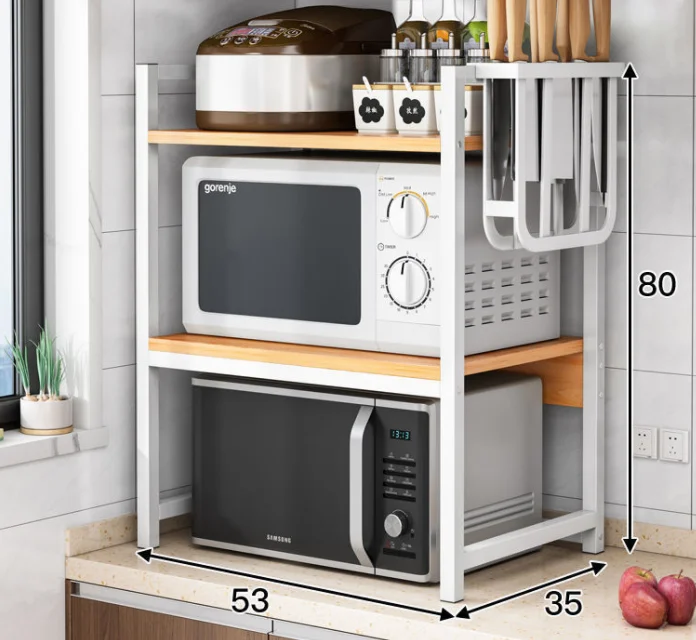 KALA Kitchen Rotating Storage Shelves Rack Multi Layer Removable Basket Shelf Organizer Rolling Wheels with Metal Carton