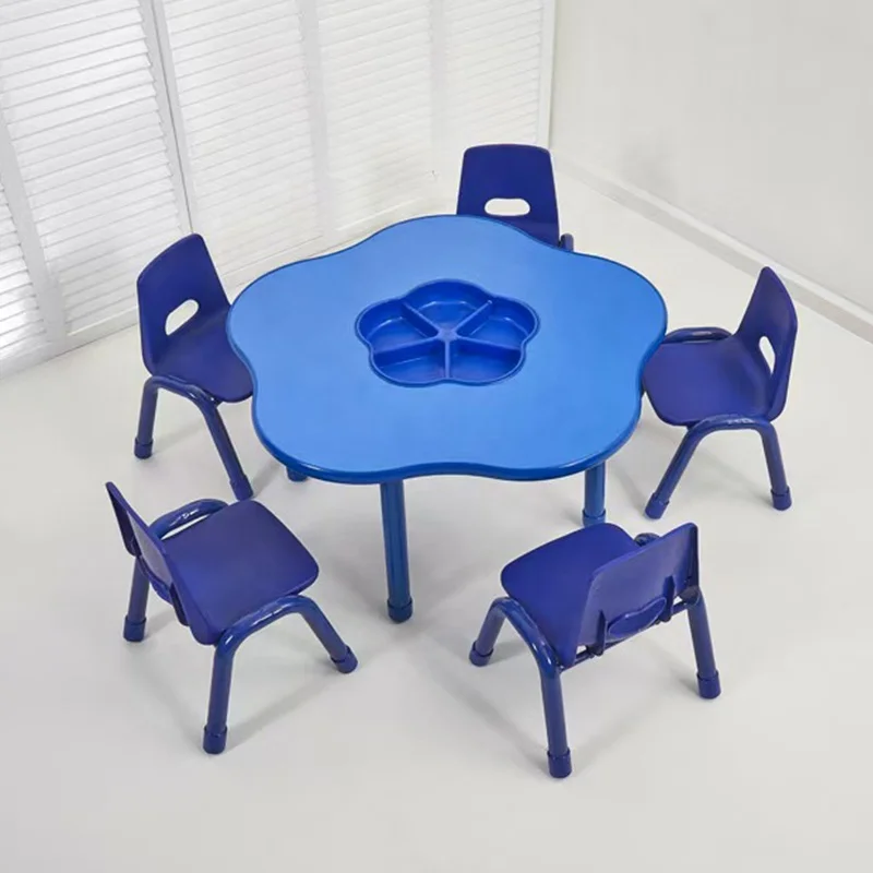 OEM Nursery School Furniture Plum Blossom Game Storage Table Set Student Kindergarten Desk Reading Tables For Kids