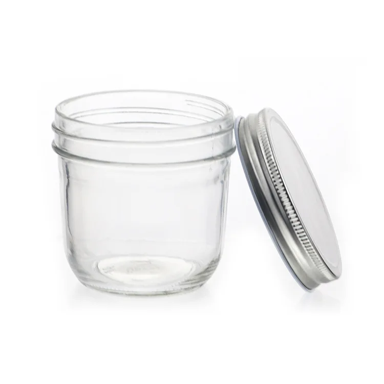 Factory custom clear glass storage jar Caviar glass Sloppy Joe Mason jar with aluminum lid glass jar