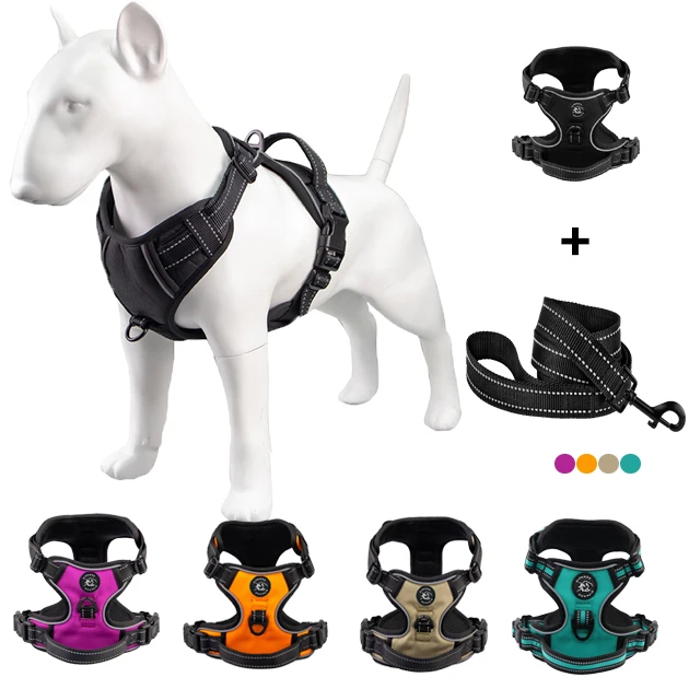Eco-Friendly Breathable Harness Pet Heavy Duty Adjustable Dog Harness and Leash Soft No Pull Dog Harness