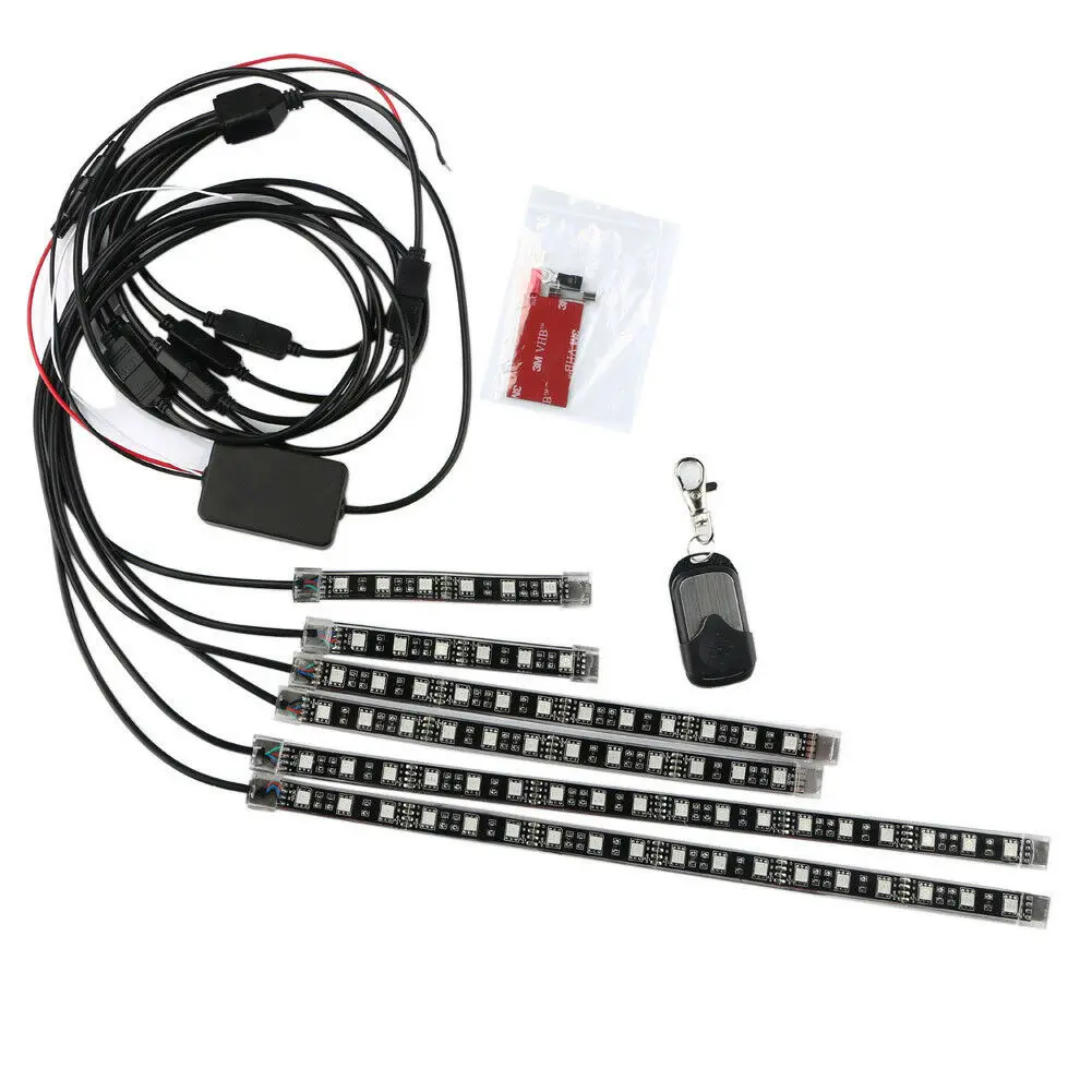 2021 6pcs RGB LED Light Bar Strip Under Car Underglow Dancing Remote Control