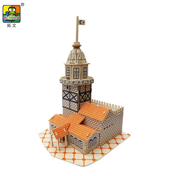 HIGH QUALITY World famous muslim 3d building model mosque craft islamic decorations for home 3D WOODEN PUZZLE KIZ KULESI