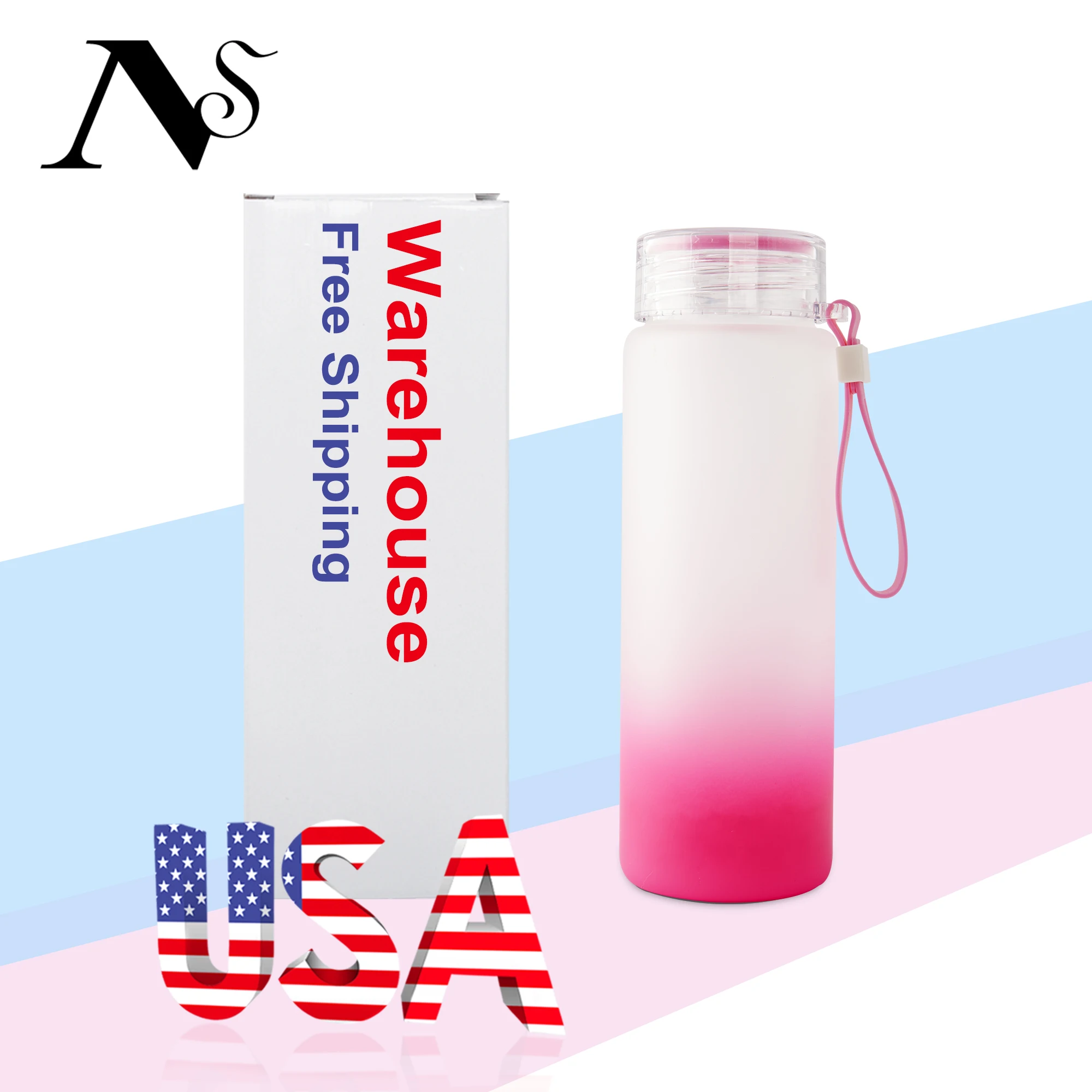 USA Warehouse High Quality Outdoor Picnic Gradient Sublimation Juice Soda Mug Glass Can Cup With Rubber Handle