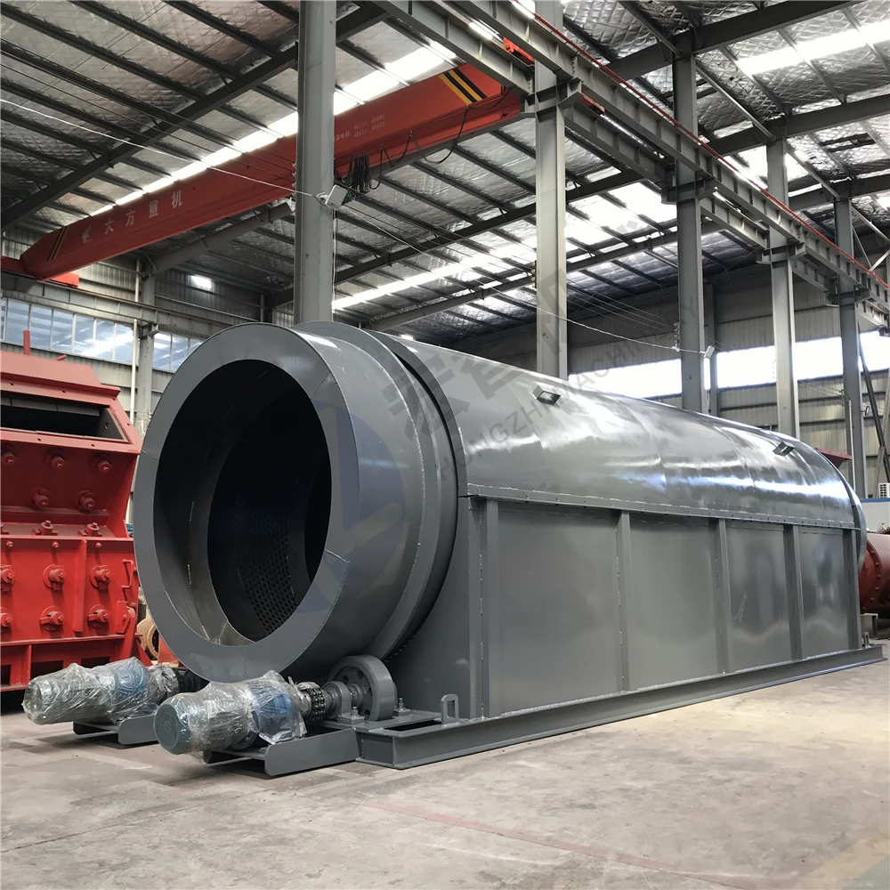 Industrial Compost Drum Sieve With Chute waste recycling trommel screen