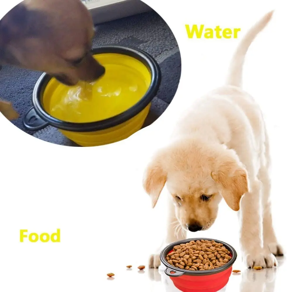 Expandable Pet Bowls Cat Travel Portable Water Feeding Safe Food Grade Silicone BPA Free Collapsible Dog Bowl with Carabiner