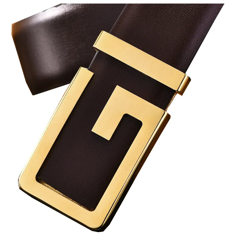 Western belt 3.5cm width high quality G letter screw removable beaded western buckle Italian 100% genuine leather belt