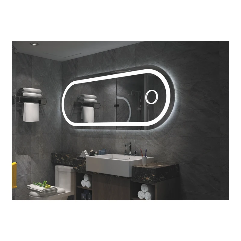 
Modern Hotel Anti Fog Backlit Glass Bathroom Smart Touch Led Mirror 