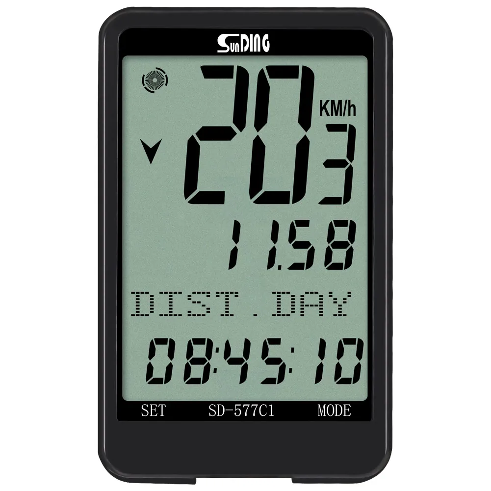 Sunding Brand new Waterproof Wireless large size screen backlight speedometer bicycle computer with hide menu mode