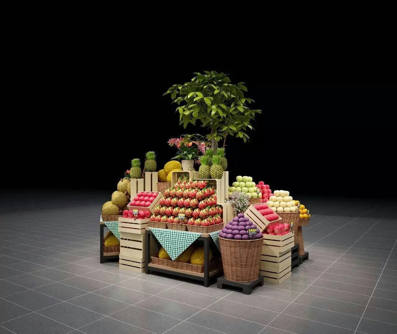 Wooden Fruit and Vegetable Supermarket Racks OEM Supplier for Customized Rack Type