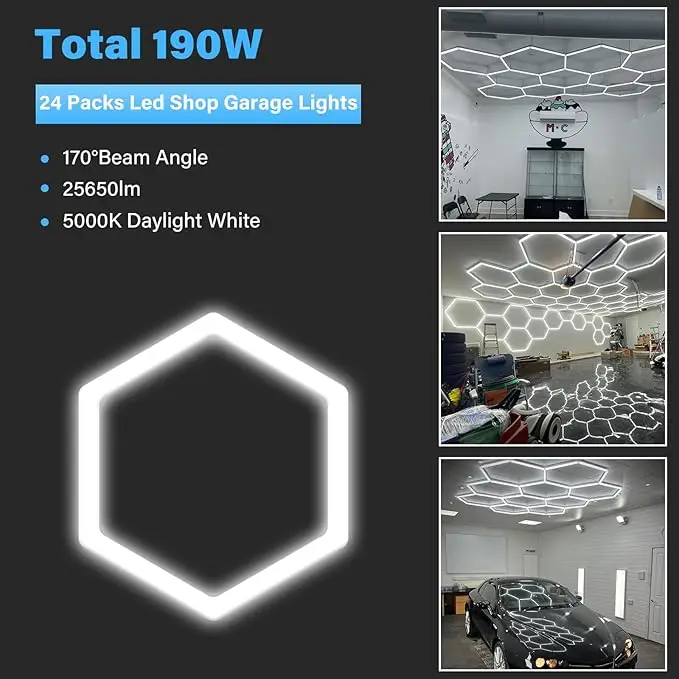 Energy Saving Diy Led Hexagon Honeycomb Car Workshop Garage Light Garage light Gym light