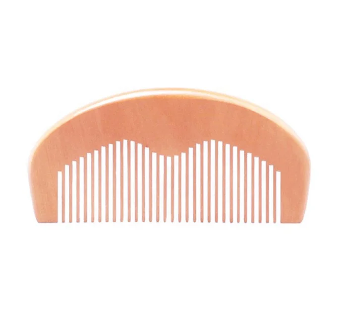 Custom logo handmade natural pocket size hair comb peach wooden beard comb for travel