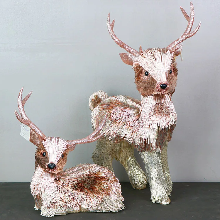 Home Decoration Customized Xmas Indoor Decor Reindeer gradient Christmas Elk Figurines