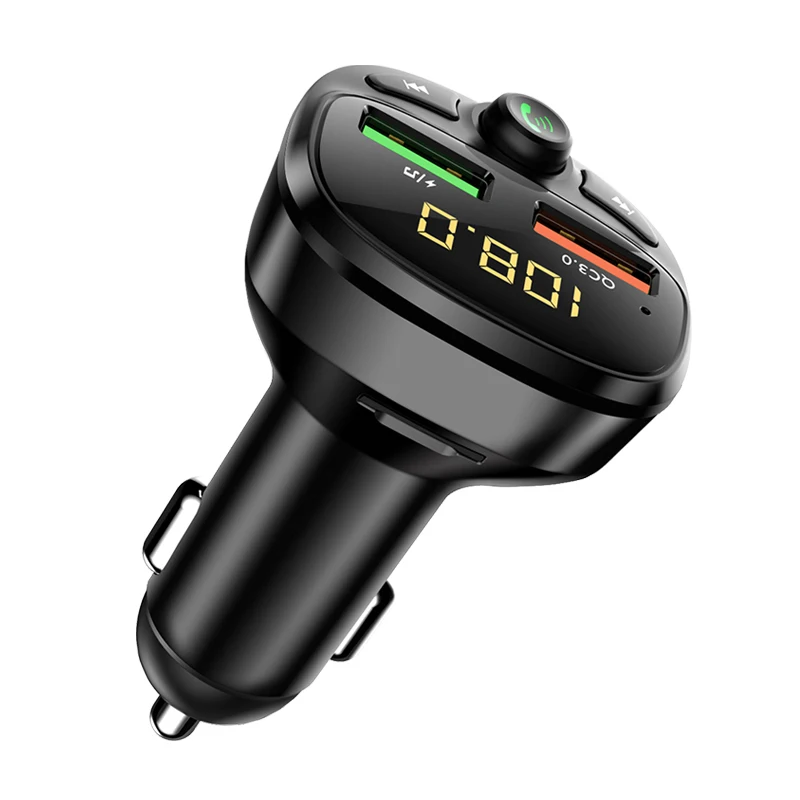 BT FM Transmitter Wireless Radio Adapter Car Kit with Dual USB Charging Car Charger MP3 Player Support TF Card & USB Disk
