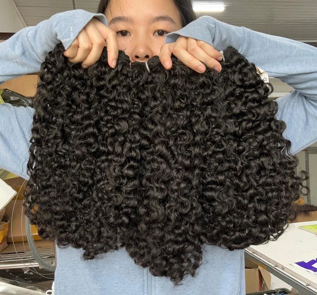 Ready to ship Grade 12A Super Double Drawn Curly Hair Bundles, Human Hair Extensions Best Quality Vietnamese Raw Hair