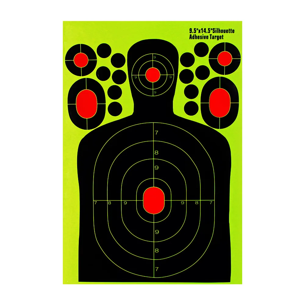 9.5 * 14.5 Inch Half-body Human Shooting Target Paper Fluorescent Adhesive Training Target Paper Splash Sticker