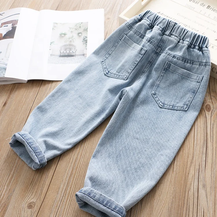 2020 Girls Jeans New Korean Youth Embroidered Jeans Print Heart Shaped Fashion Jeans Girls Clothing