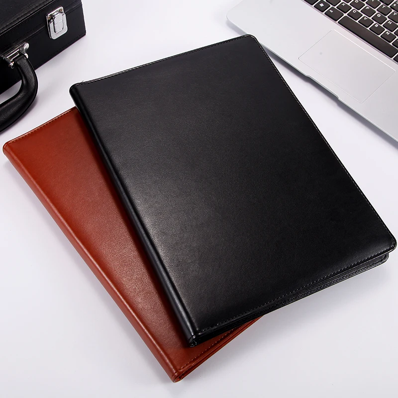 2021 new design A4 multifunction clipboard PU leather file folder  portfolio customized logo folder with pockets