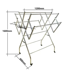 Customizable W-Type Stainless Steel Outdoor Clothes Hanger Foldable Laundry Display Clothes drying rack