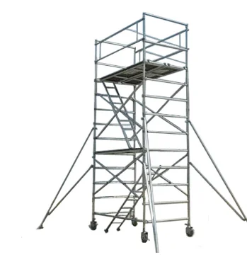 China Price  Foldable Mobile Double Platform Ladders Narrow Aluminium Work MINI Scaffolding Tower  Sets With Wheels