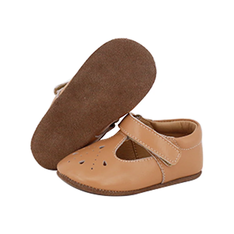 Hot Selling Genuine Leather Baby Moccasins T Bar Girls Shoes Sole Leather Baby Shoes Litter Girls