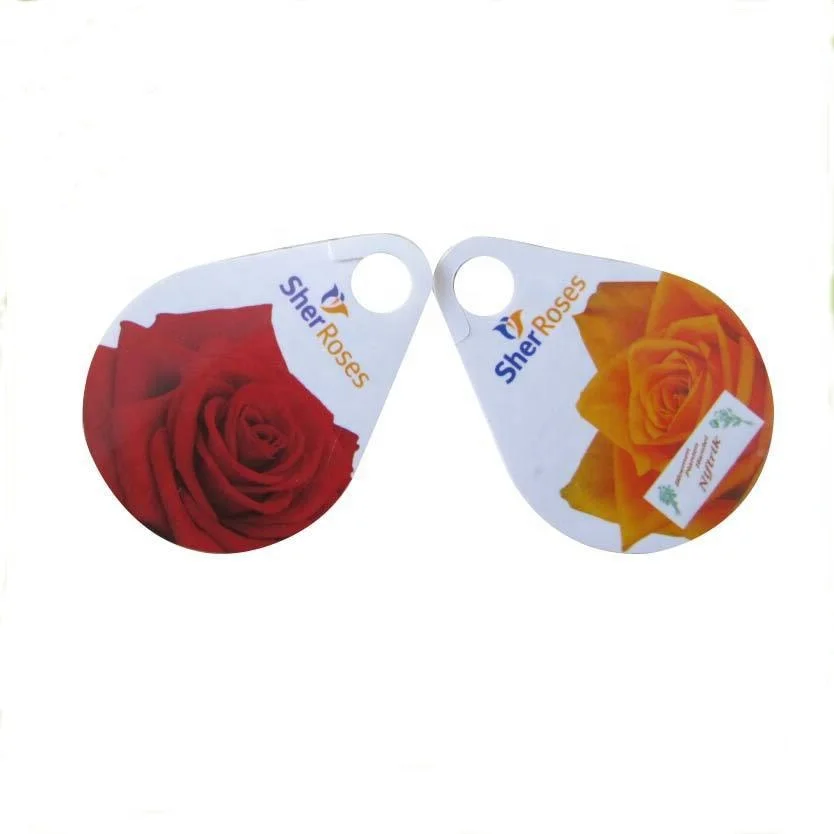 Promotional Wholesale Eco-freindly Custom Rose Flower Printed Plastic Tags pvc hang tag