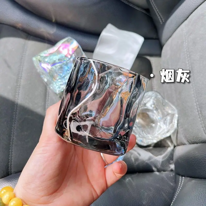 High quality 300ml irregular whiskey water glass rod heat-resistant glass cup wine coffee milk wrinkling wholesale hotel