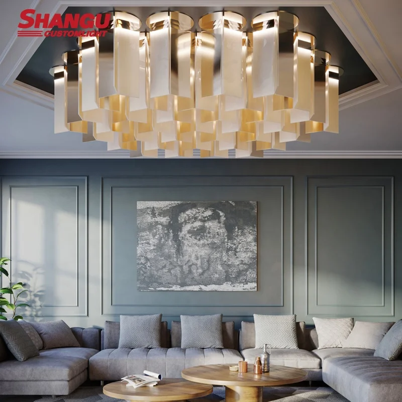 Customized Hotel Bar Counter Reception Nordic Custom Luxury Chandelier LED Modern Glass Ceiling Lights for High Ceilings