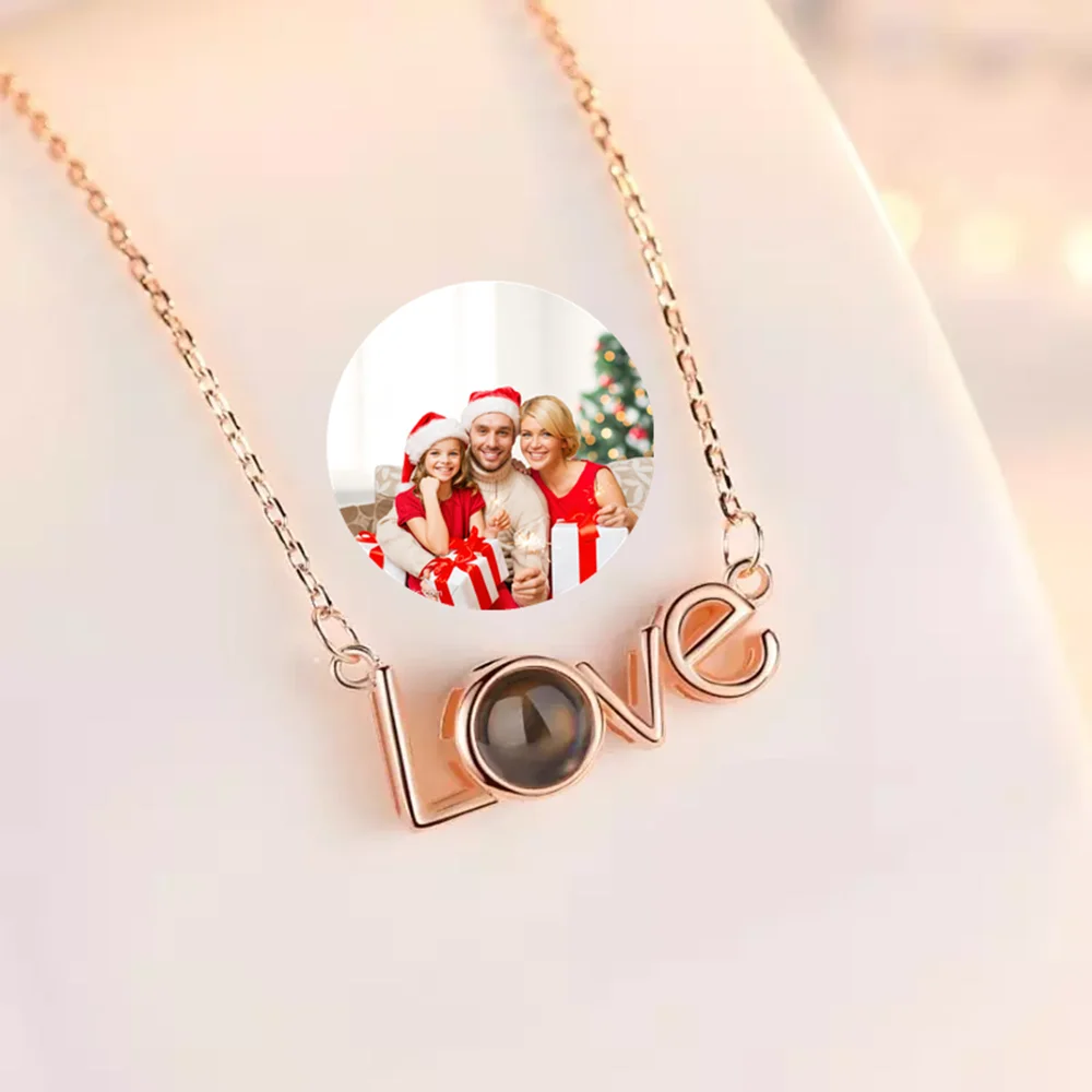 Shake the same 100 languages S925 sterling silver memory love love necklace I love you projection gift does not tarnish
