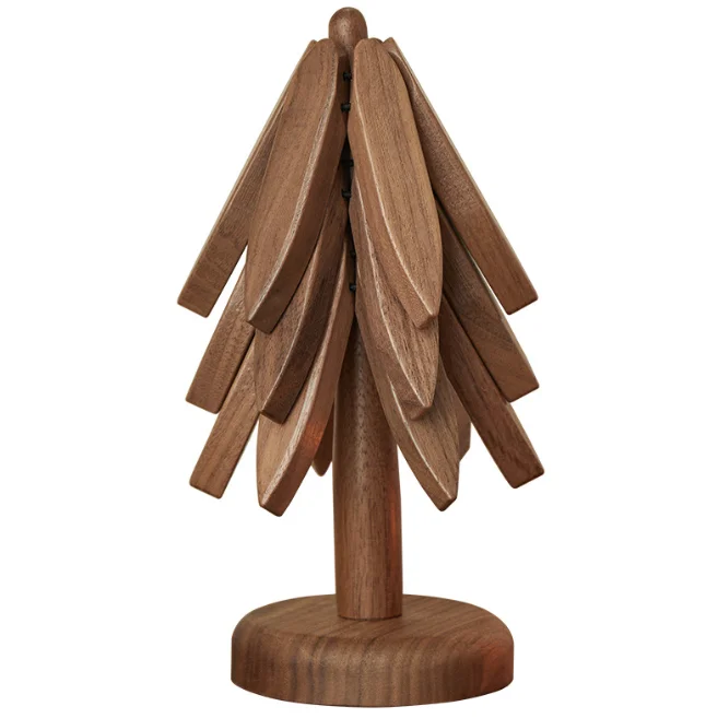Black Walnut Wood Heat Insulation Mat Solid Wood Small Tree Coaster One Tree Anti-Scalding Placemat Log Saucer Cute Engraving