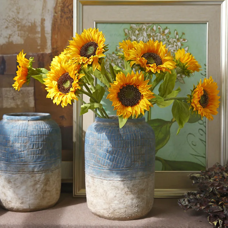 New Design Single-headed Sunflowers Artificial  Centerpiece Flowers Dried Flower Artificial Flower Bouquet Home Decor
