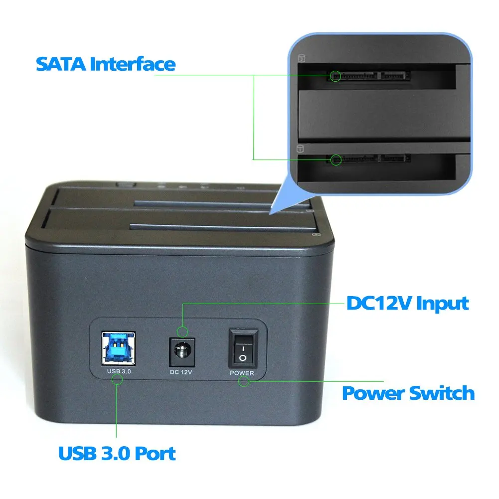 FIDECO Fast Charging HDD Docking 2.5 3.5 Sata Hard Drives to Usb 3.0 Dock Station Hdd Offline Clone Usb 3.0 Hub Hdd Docking Station