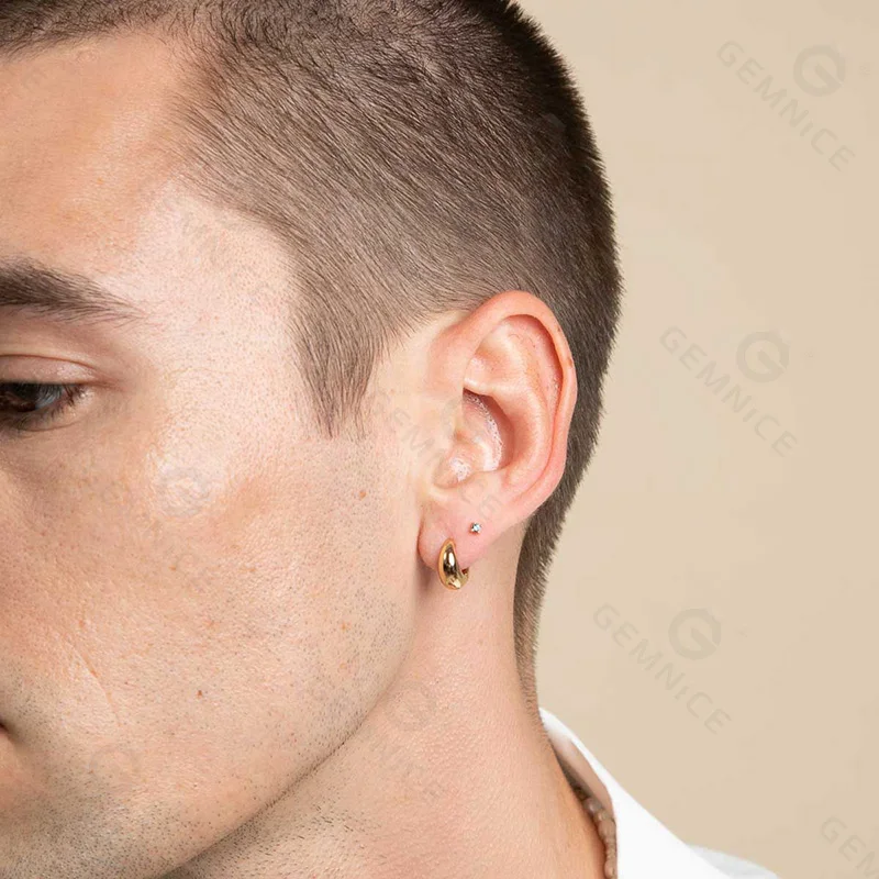 18K Gold Plated Vermeil Chunky Thick Hoop Earrings Dome huggies