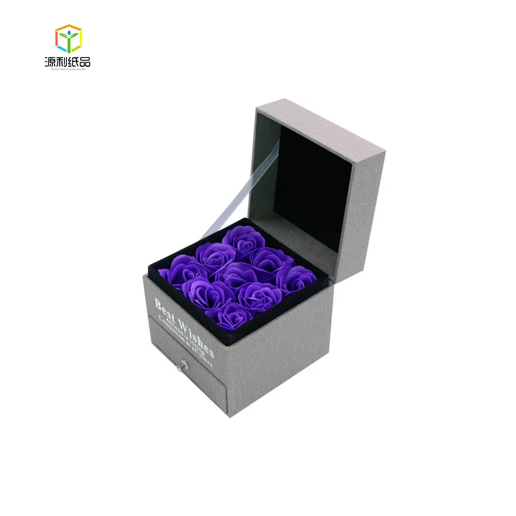 
Luxury Custom Drawer Rose Gift Box Double Opening Gift Packaging Flower Box With Ribbon 