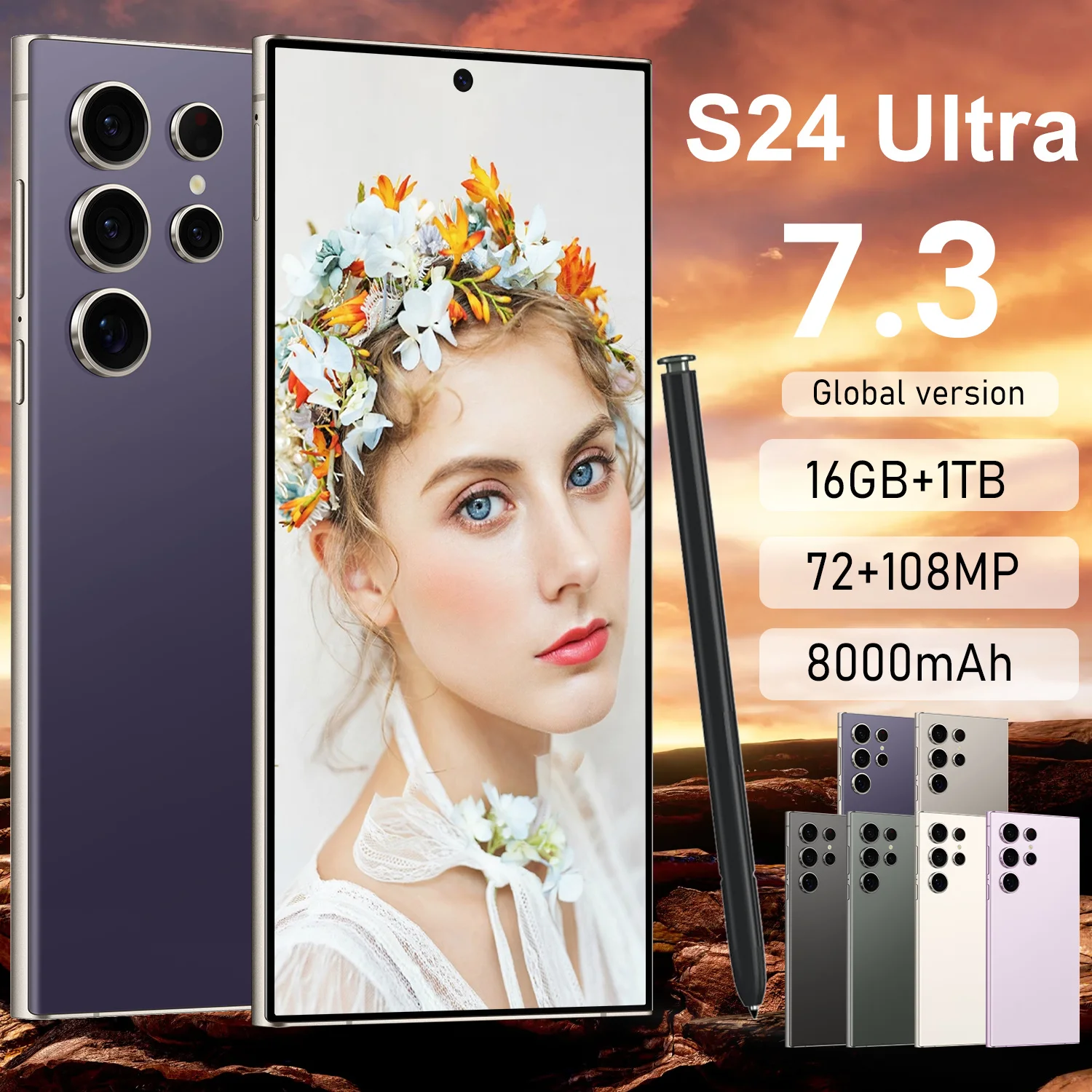 Original Samsung Galaxy S24 Ultra 16GB+1TB 5G Android 13.0 7.3 Inch 108MP Rear Cell Phone 65W Unlocked Gaming Smart Mobile Phone